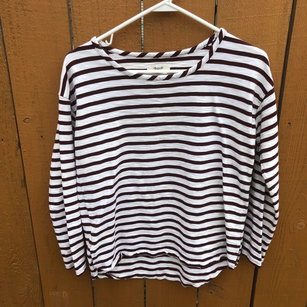 Madewell Long Sleeve White and Red Stripes - Picture 2 of 3